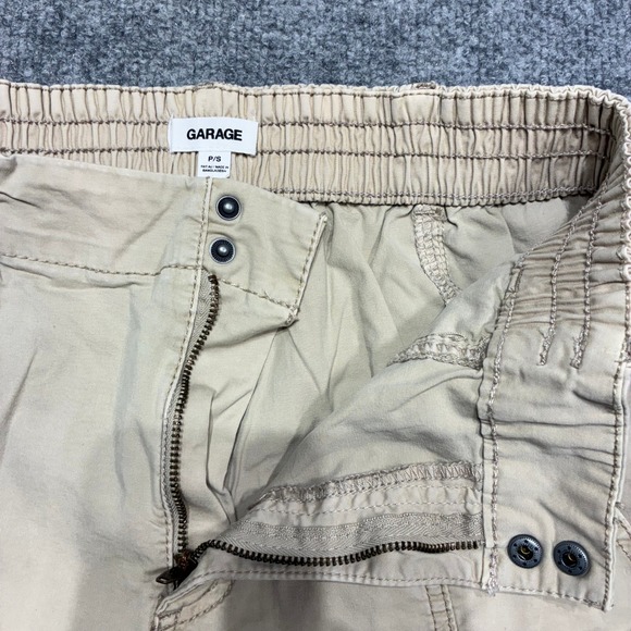 GARAGE Women's Cargo Jogger Pants Petite Small Beige Elastic Waist Drawstring - Picture 3 of 12